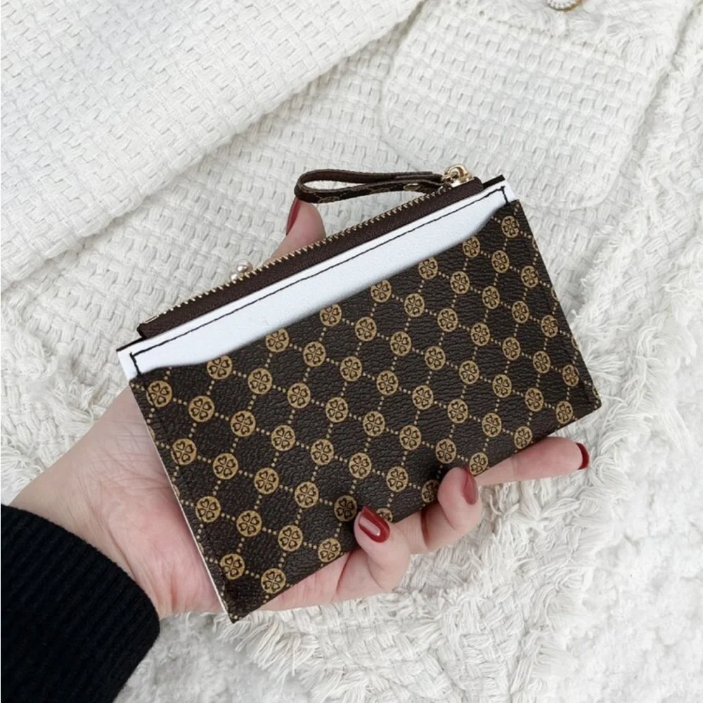 ⚠️Clearance Coffee Brown Printed Design Slim Cardholder / Wallet - Picture 1 of 4